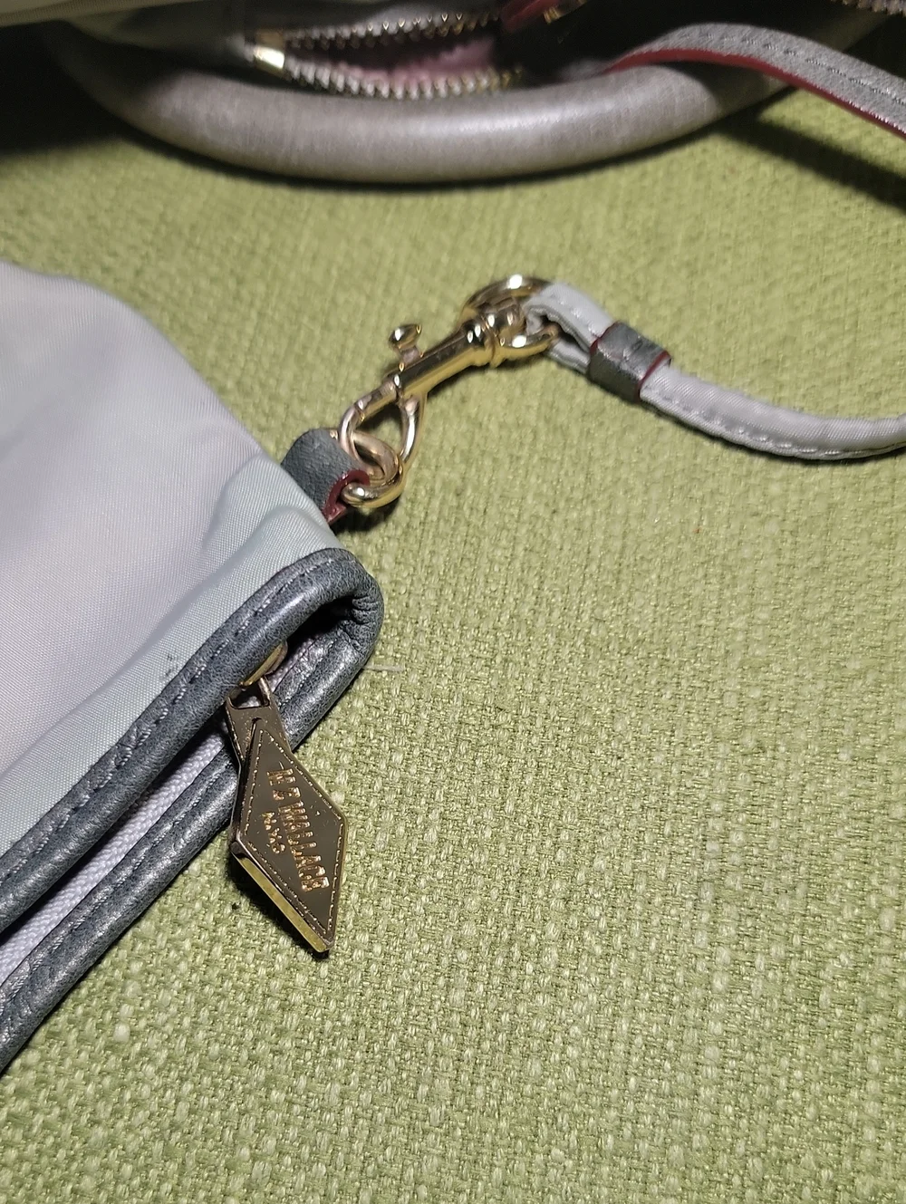MZ Wallace Light Gray Nylon Shoulder Bag with Dark Gray Handles